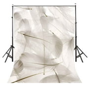 HelloDecor 5x7ft Background White Feather Abstract Art Photography Backdrop for Studio
