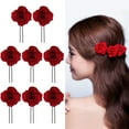 thumbnail image 2 of 8PCS Wedding Hair Pin Fake Rose Flower Bridal Hairpin Stick Wedding Hair Stick, 2 of 10