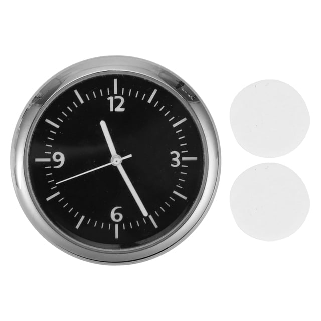 Reloj de coche Unique Bargains Reloj digital negro para coche redondo de metal, vidrio 40x40x10mm 1 juego