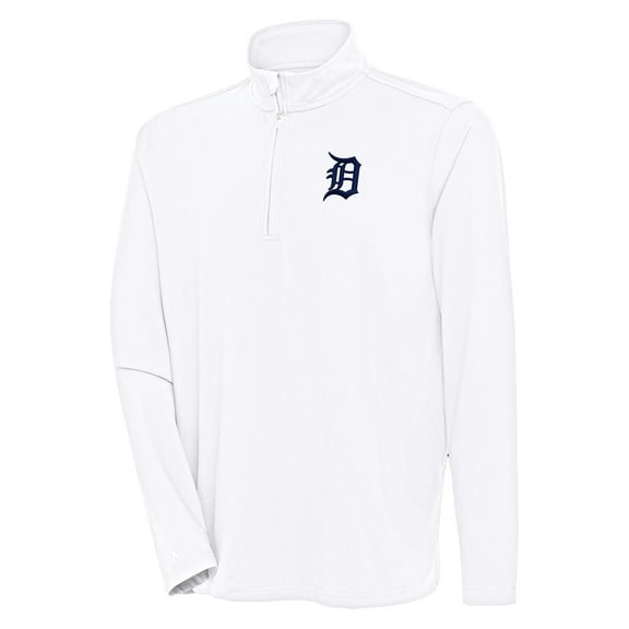 Men's Antigua  White Detroit Tigers Hunk Quarter-Zip Pullover Top