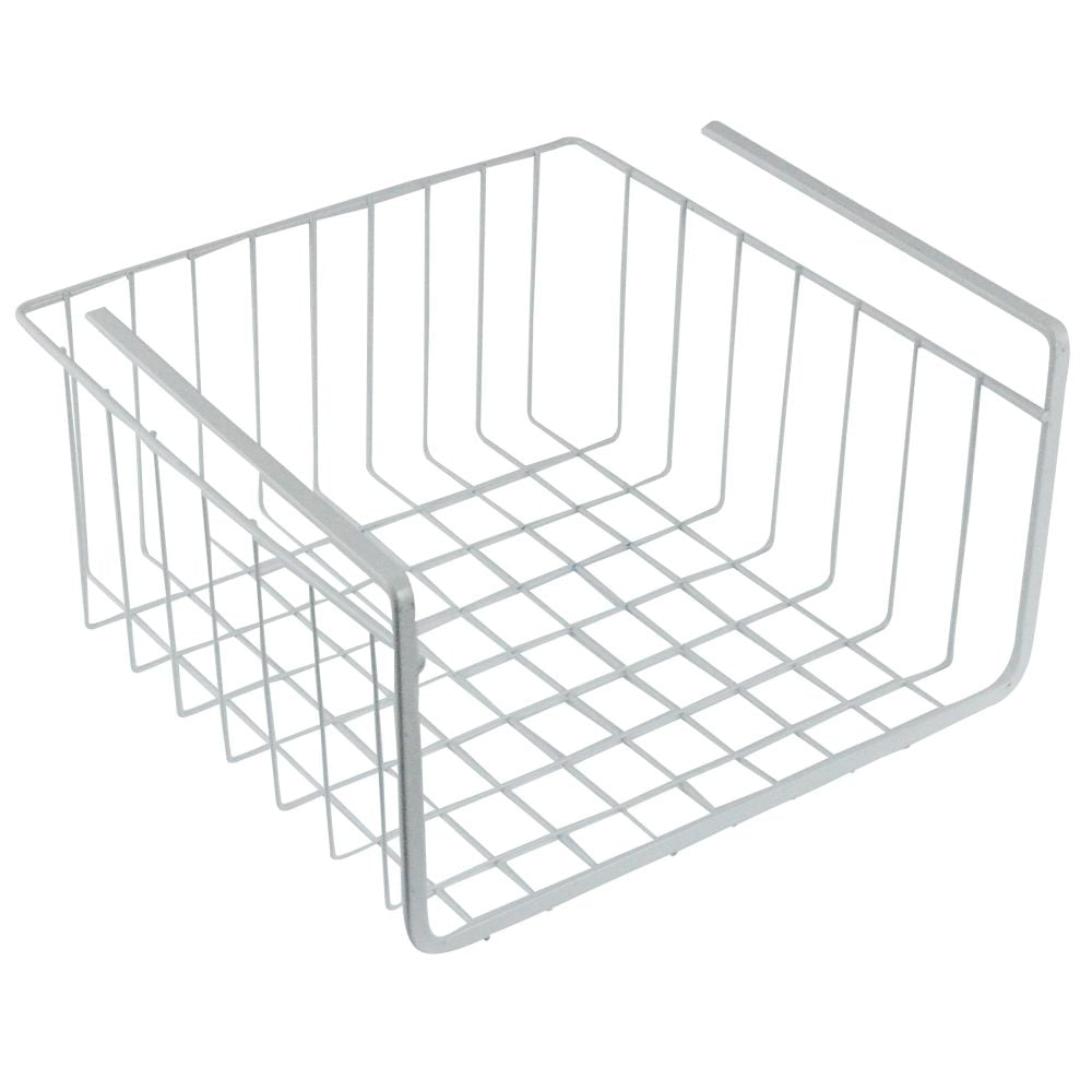White Wire Under Shelf Storage Organization Basket, 10"