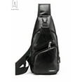 thumbnail image 6 of Gustave Men's USB Charging Waterproof Leather Crossbody Sling Bag, Black, 6 of 11