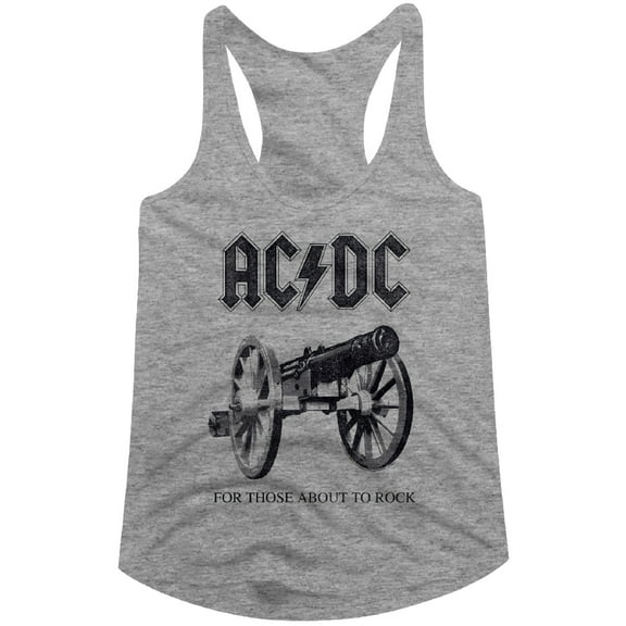 AC/DC Hard Rock Band Music Group About To Rock Album Womens Grey Tank Top Tee