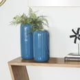 thumbnail image 3 of DecMode 13", 11"H Blue Metal Vase, Set of 2, 3 of 8