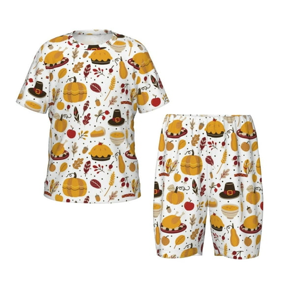 Balery Thanksgiving Conjunto de Pijama Infantil de Manga Corta con Estampado – Ropa de Dormir de Algodón Suave-3X-Large