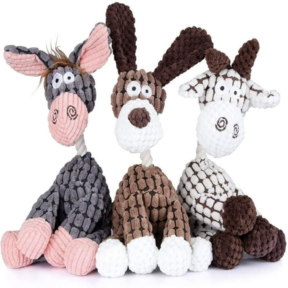 Susenc 3 Pack Plush Squeaky Dog Toys