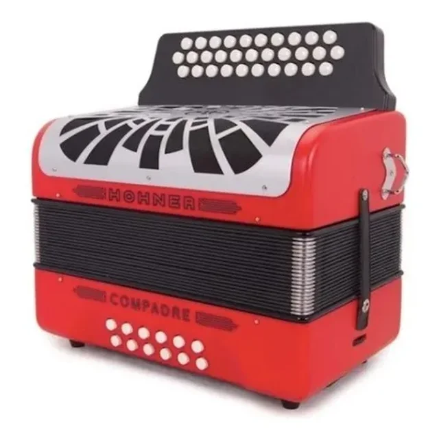 HOHNER A48441 ACORDEON "COMPADRE" FA-SIB-MIB 31 BOTONES Y 12 BAJOS ROJO C FUNDA Hohner A48441