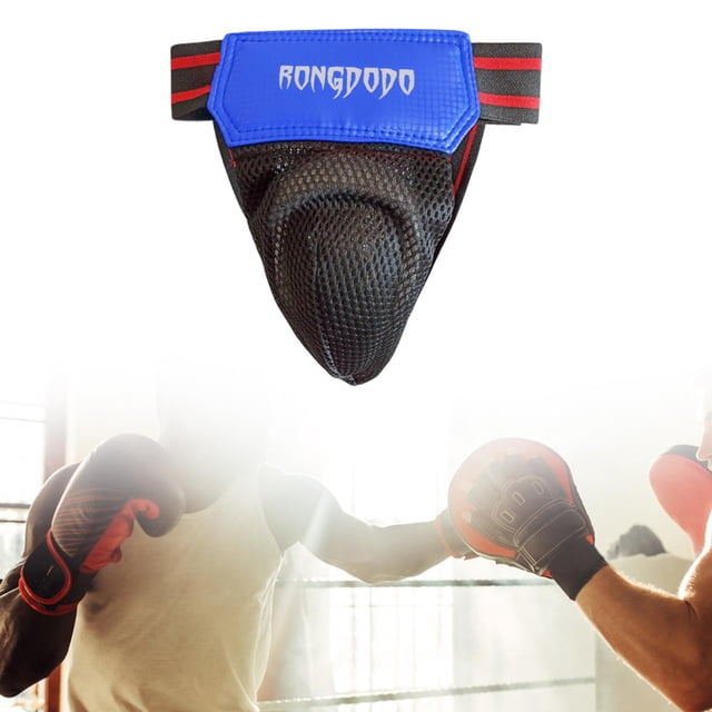 Protector de la ingle de boxeo hombres en la ingle de la ingle práctica protector de entrepierna de taekwondo de taekwondo liviano, Azul L
