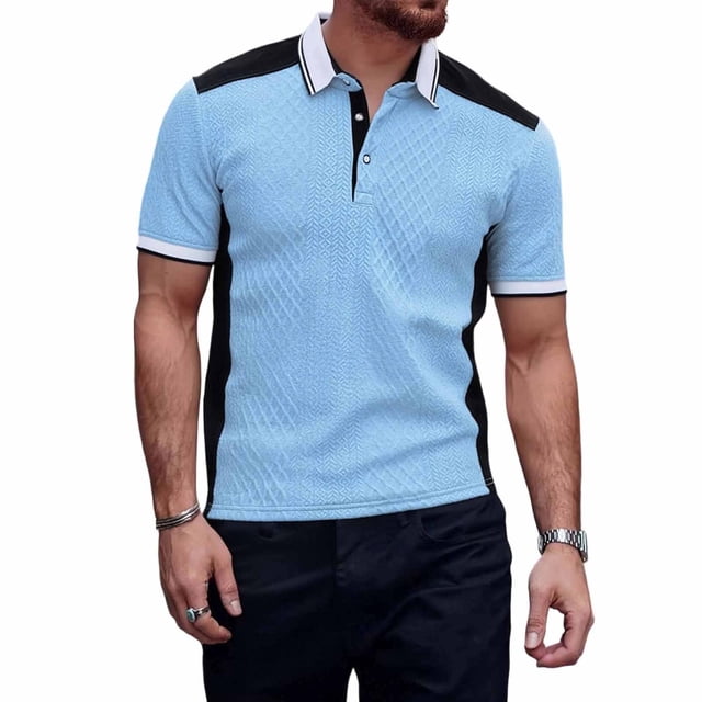 Camisas de Manga Corta de los Hombres Casual Color Sólido Lapel Top, Blusa de Verano de Nylon para el Uso Diario