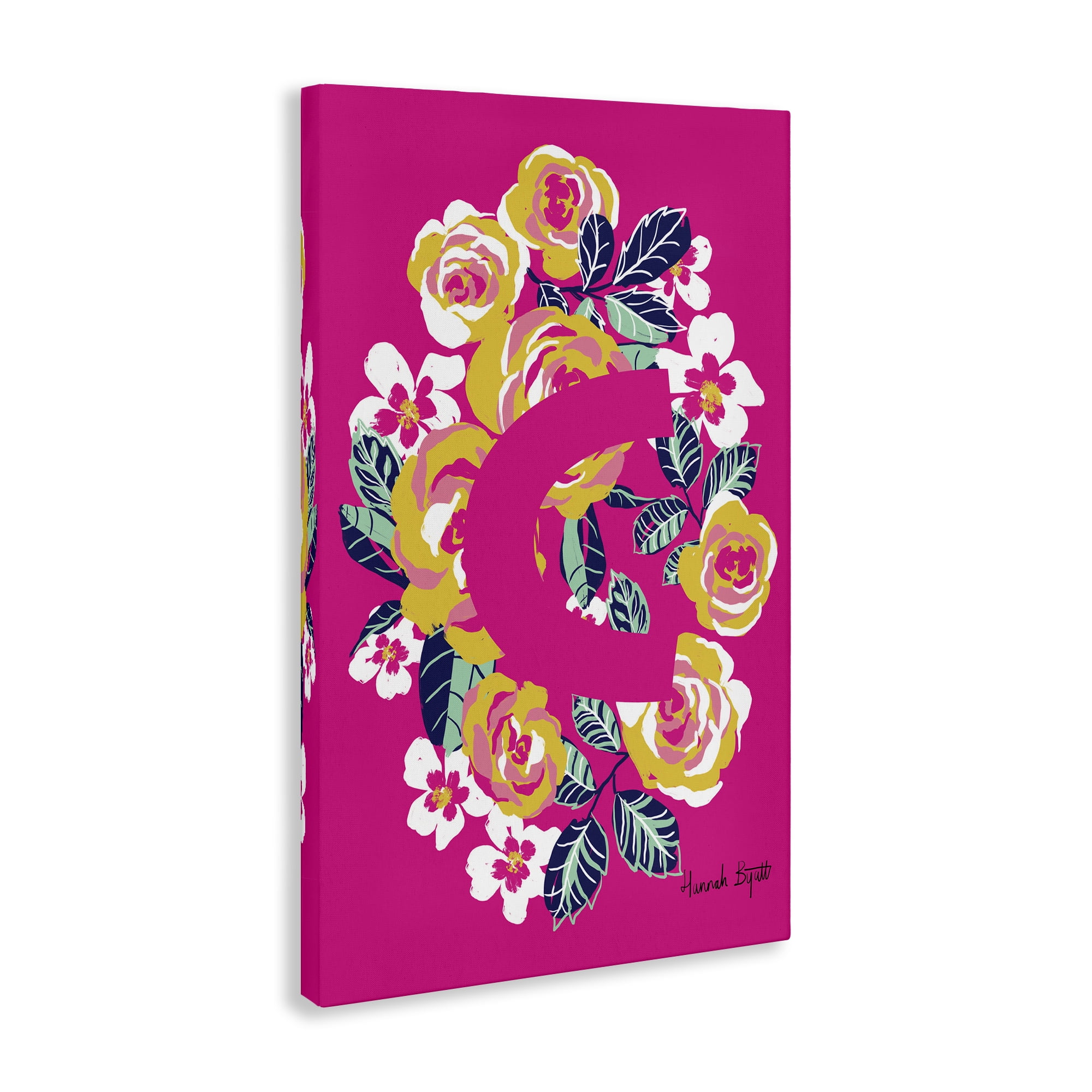 Stupell Industries Floral Bloom Letter C Botanical & Floral Painting Gallery Wrapped Canvas Art Print Wall Art, 30 x 45