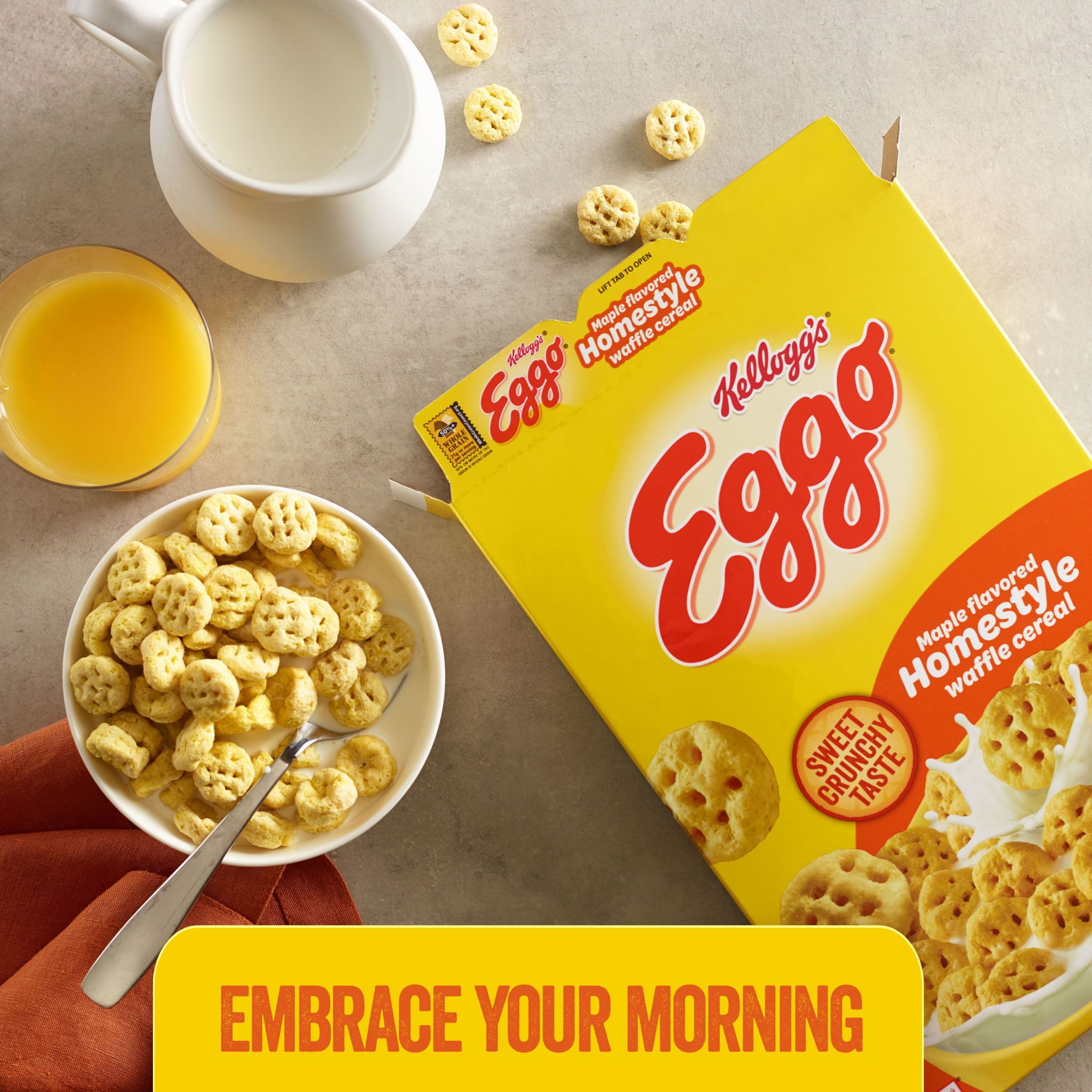 Eggo Maple Flavored Homestyle Waffle Cold Breakfast Cereal, 14.1 oz -  Walmart.com