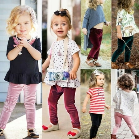 Infant Kids Baby Girl Bell Bottom Gold Velvet Pants Flare Trouser Clothes Autumn