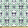 thumbnail image 2 of Ambesonne Geometric Fabric by the Yard Upholstery, Floral Damask Skulls, 1 Yard, Pale Blue Purple White, 2 of 5