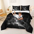 thumbnail image 3 of Homewish Lightning Flash Full Size Comforter Sets,Abstract Modern Bedding Comforter Set,Black,Black Reversible,3-Piece,1 Comforter and 2 Pillowcases, 3 of 7