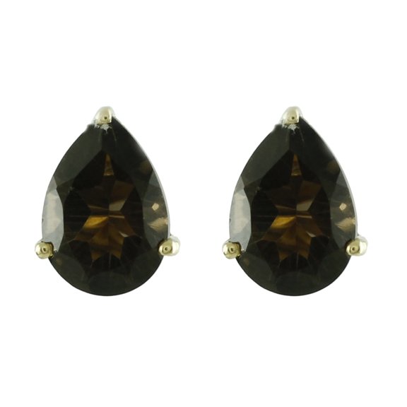 Smoky Quartz Natural Gemstone Stud Anniversary Earrings 925 Sterling Silver Jewelry