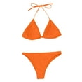 thumbnail image 4 of Womens Swimsuits 3 Piece Metallic Halter Triangle String Bikini Set with Skirt Orange Womens Bathing Suits XL, 4 of 4