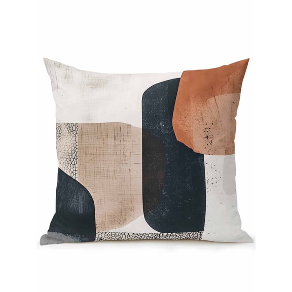 Outdoor Pillows Waterproof, Black Brown Abstract Art Bedding Throw Pillows with Insert for Couch Sofa Bed, Modern Geometric Luxury 18x18 Inch Pillowcases Decorative Camping Patio Pillow Set of 1