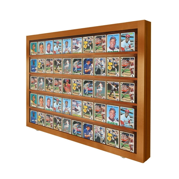 PENNZONI Baseball Card Display Case, 50 Ungraded Cards Acrylic Frame, Walnut