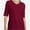 Wine red, variant on Women's V Neck Basic Summer Casual Elbow Length T Shirts
