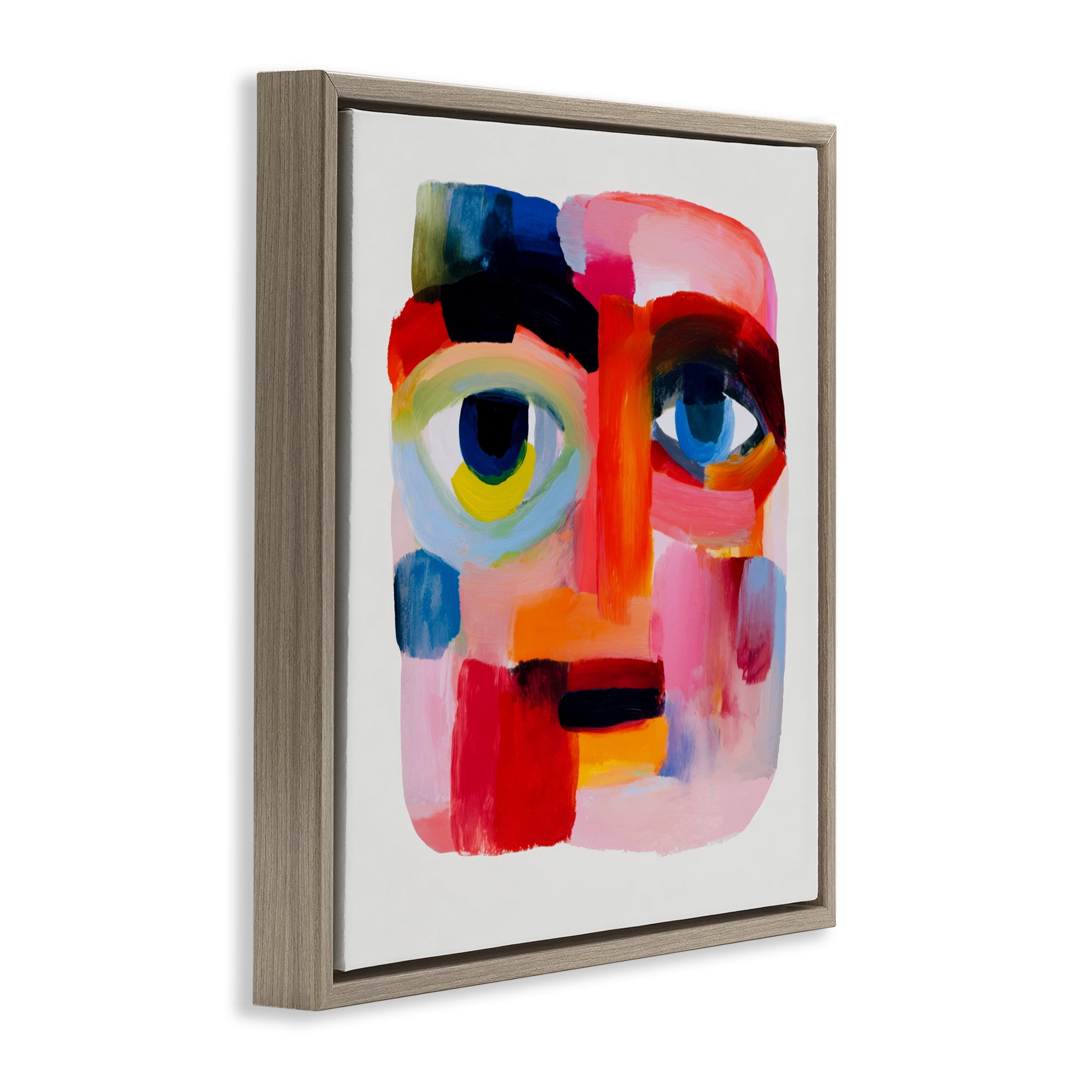 Stupell Industries Cubist Gaze in Vivids Brown Framed Floater Canvas Wall Art, design by Chromatic Storm Studio