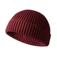 thumbnail image 2 of Babibeauty Men Women Universal Winter Knitted Hat Solid Color Hip Hop Retro Cap Unisex Fall Woolen Beanies (Burgundy), 2 of 2