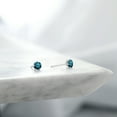 thumbnail image 4 of Gem Stone King Blue Diamond Platinum Stud Earrings for Women Men | 0.20 Cttw | Gemstone April Birthstone | Round 3MM, 4 of 6