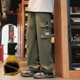 thumbnail image 2 of Kalauyu Men's Fleece Cargo Pants Casual Straight Leg Sweatpants Elastic Waist Men Pants with Pockets Hiking Pants, 2 of 7