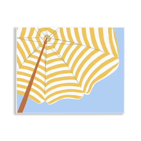 Stupell Industries Yellow & White Umbrella Coastal Painting Unframed Art Print Wall Art, 14 x 11