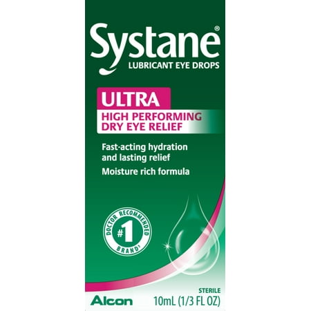 Systane Ultra Lubricant Eye Drops for Dry Eye Symptoms, 10mL - 2 Pack
