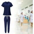thumbnail image 4 of Female Scrub Set Nurse Workwear V Neckline Professional Machine Washable Top and Pants Work Clothing for Beauty Center, 4 of 7