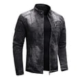 thumbnail image 4 of Lilgiuy Men's Fall/Winter Fleece Denim Jacket Stretch Washed Denim Top Jacket Black Fall Fashion for 2022 Spring Winter, 4 of 5