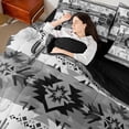thumbnail image 4 of Manfei Western Hippie Aztec Bedding Comforter Set 7pcs for Adult, Rustic Bohemian Queen Bedding Sets, Fashion Grey Square Triangle Reversible Queen Sheet Sets, Luxury Bedroom Decor, 4 of 7