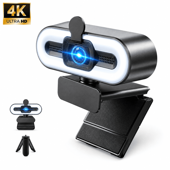 4K UHD Webcam, Auto Focus Computer Camera with Built‑in Microphone & Privacy Cover, USB Plug‑and‑Play Web Camera for PC Mac Laptop, for Zoom Teams Video Conference Streaming, Black