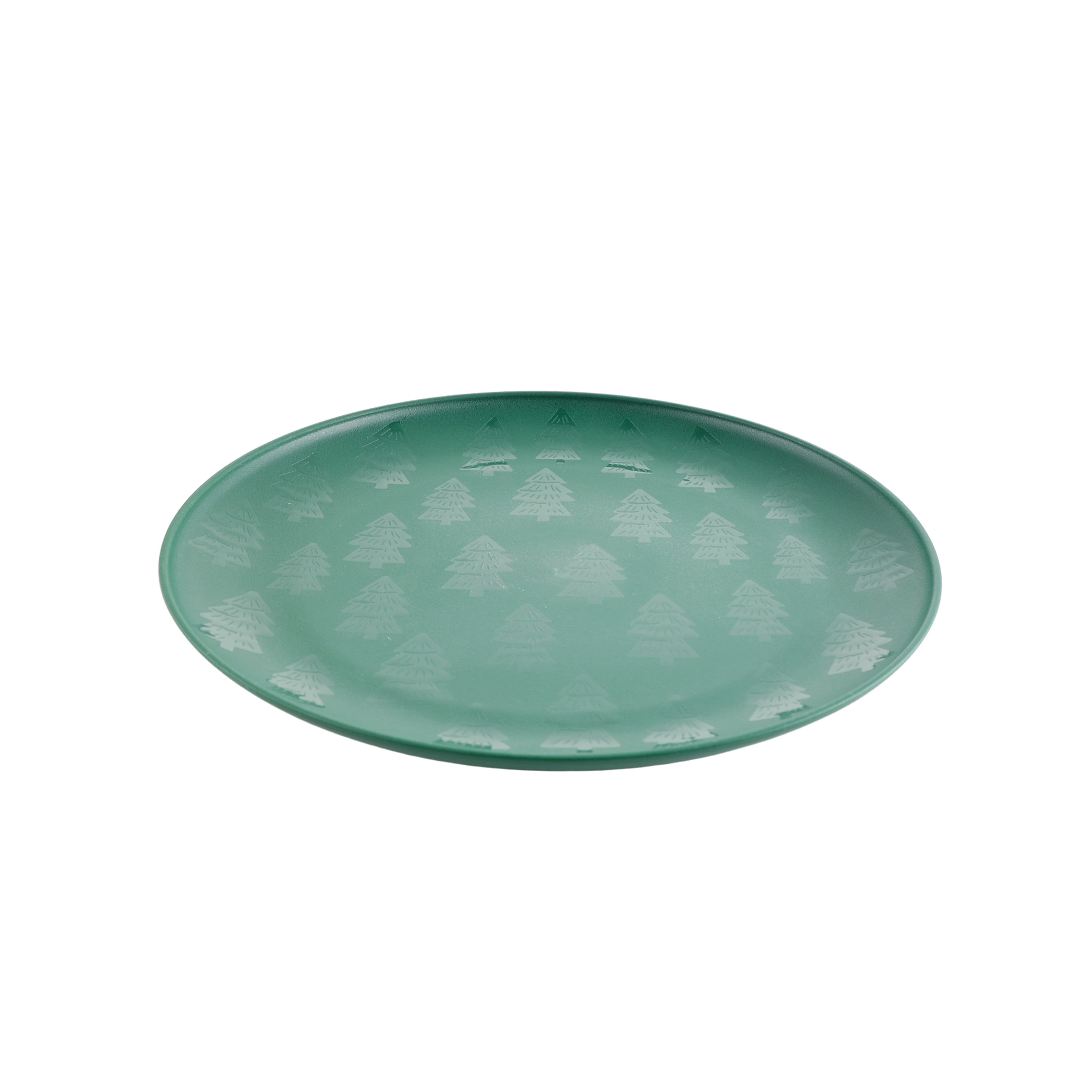Mainstays 10.5 inch Round Plastic Etched Tree Plate, Green