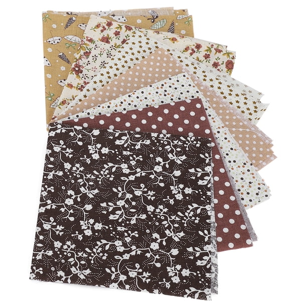 Funda 7 Uds DIY Cubierta De Tela Para La Cara Costura Algodón Color Patchwork Cuerda Elástica A Prueba De Polvo Marrón 25x25cm
