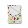 thumbnail image 2 of Fruits Soft Flannel Fleece Throw Blanket, Kiwi Banana Plums Lemon Orange Pear Grape Apricot Kitchen Food Print, Cozy Plush for Indoor and Outdoor Use, 70" x 90", Purple Yellow Ruby, by Ambesonne, 2 of 6