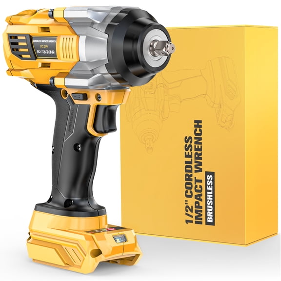 Cordless Impact Wrench 1000FT-LBS for Dewalt Battery, 1/2 inch Brushless Electric 1360N.m Impact Gun Includes LED Work Light, High Torque Impact Driver, Bare Tool Only