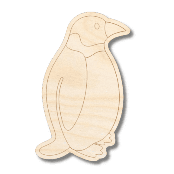 Unfinished Wood Etched Emperor Penguin Shape 24" / 1/4"