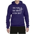 thumbnail image 2 of Wild Bobby The Way, The Truth & The Life Inspirational/Christian Unisex Graphic Hoodie Sweatshirt, Purple, XX-Large, 2 of 5