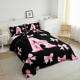 thumbnail image 3 of Castle Fairy Monogrammed Letter 2pcs Bedding Comforter Set,Kawaii Bowknot Twin Comforter Sets,Dreamy Princess Breathable Bedding Set,Breathable Cartoon Home Decor,Reversible, 3 of 8