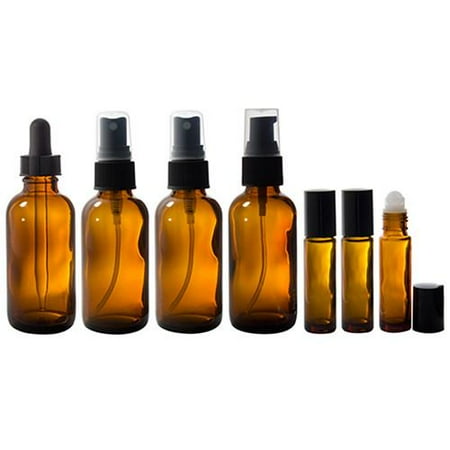 - 2 oz Amber Glass Bottle 7 piece Starter Kit Set