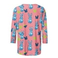 thumbnail image 4 of Jinhomg Fashion Easter Shirts for Women Cute Bunny Rabbit Graphic Holiday Blouses Casual 3/4 Sleeve Crew Neck Tunic Tops Easter Day Celebration T-Shirts Holiday Hot Pink XL, 4 of 6