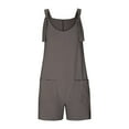 thumbnail image 5 of Girls Summer Short Jumpsuit Sleeveless Loose Overalls Cute Rompers Shorts with Pockets Brown 5Y, 5 of 6