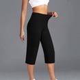 thumbnail image 6 of LEAVINGSUO Capris Pants for Women With Elastic Waist Women's Casual High-Waisted Pocket Cropped Pants Black S, 6 of 7