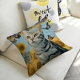 thumbnail image 3 of cat butterflies sunflowerlinen throw pillowcase decoration pillowcase gifting preferred 24x24 inch cushion cover 2 sets sofa pillowcase sofa bedroom living room car, 3 of 5