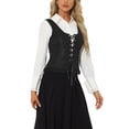 thumbnail image 4 of INSPIRE CHIC Gothic Jacquard Lace Up Vest for Women's U Neck Sleeveless Vintage Corset Top Black XS, 4 of 5