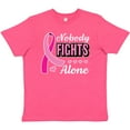 thumbnail image 3 of Inktastic Breast Cancer Awareness Nobody Fights Alone Pink Ribbon Youth T-Shirt, 3 of 5