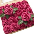 thumbnail image 1 of Artificial Flowers 25pcs Fake Roses with Stems and 2 leaves for DIY Wedding Bouquets Party Decor, 1 of 5