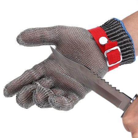 

NICEXMAS 1PCS Anti-Cut Proof Stab Resistant Work Gloves With Metal Button Stainless Steel Wire Safety Cut Metal Mesh Butcher High Performance Level 5 Protection