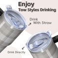 thumbnail image 4 of 20oz Geometric Textured Tumbler with Handle, Double Wall Insulated Stainless Steel Travel Mug, Leak Proof Lid Includes Straw, 4 of 5